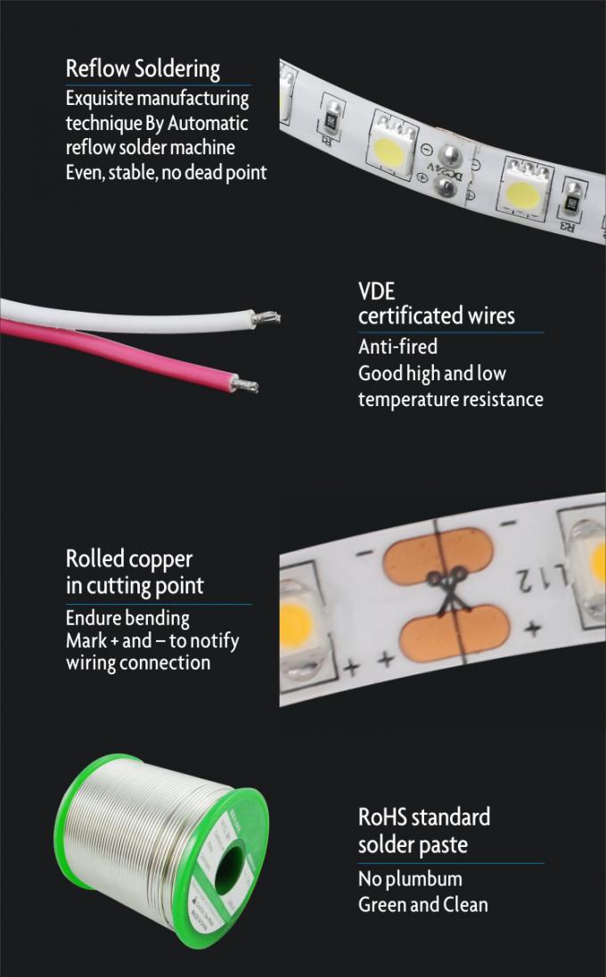 5050 60LED/m 300LED/roll 14.4w/m 24V 3M Flexible SMD LED Strip Dimmable