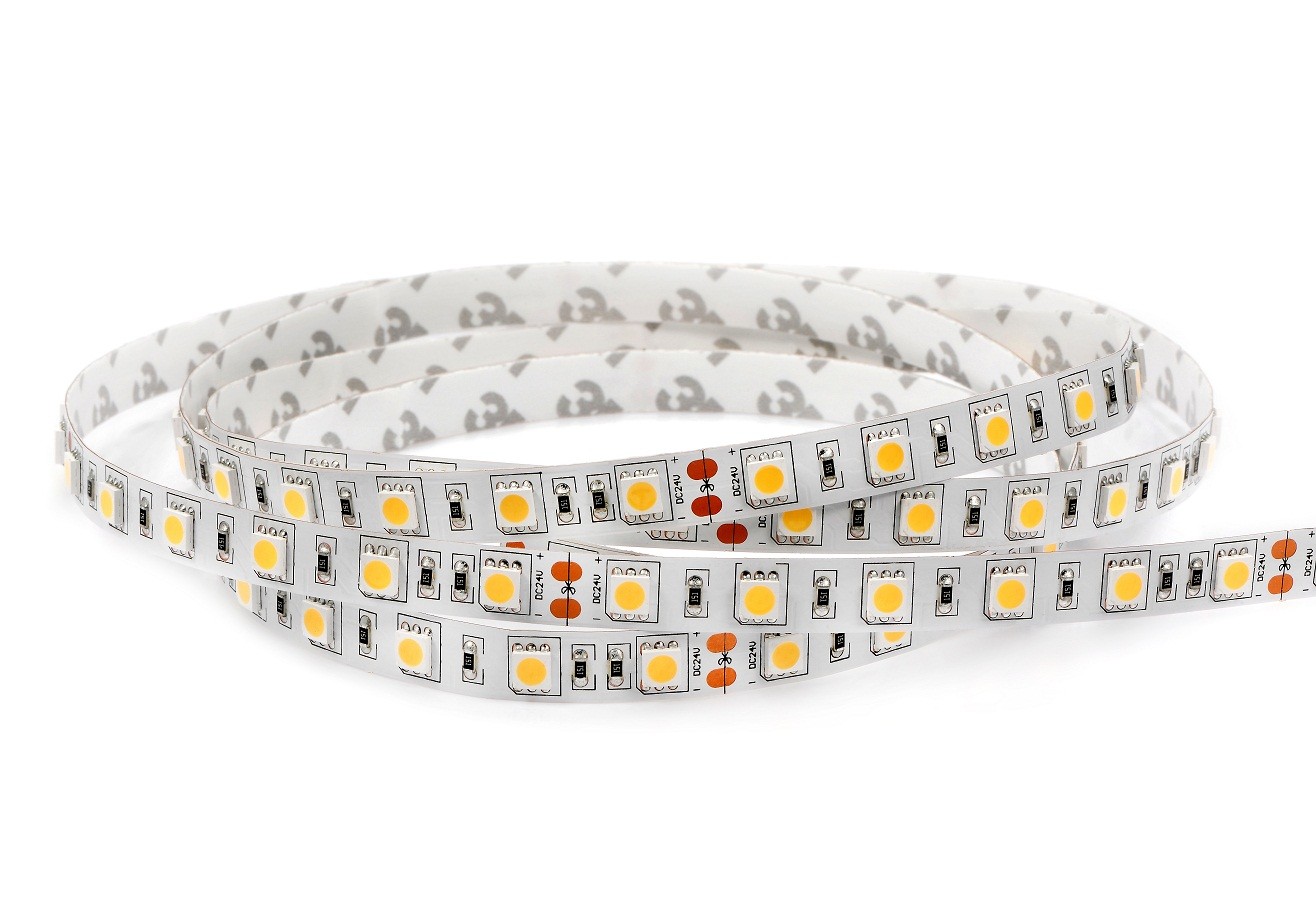 5050 60LED/m 300LED/roll 14.4w/m 24V 3M Flexible SMD LED Strip Dimmable LED Lighting Strips