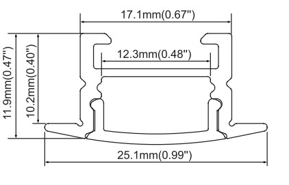Cabinet Lighting Series Aluminum profile for furniture 25x12mm (0.99"x0.47") mini size