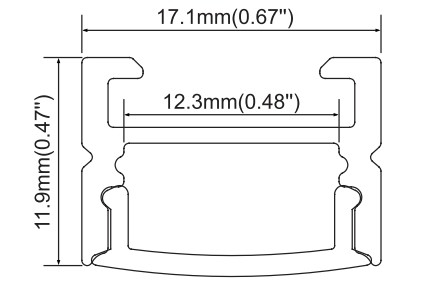 Aluminum Profile New Customizable to Meet Customer Requirements 17x12mm (0.67"x0.47")