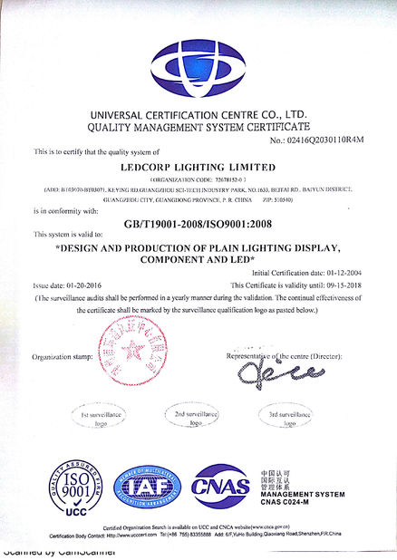 China LEDCORP LIGHTING LIMITED certification